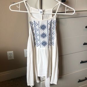 White and blue stitched tank top